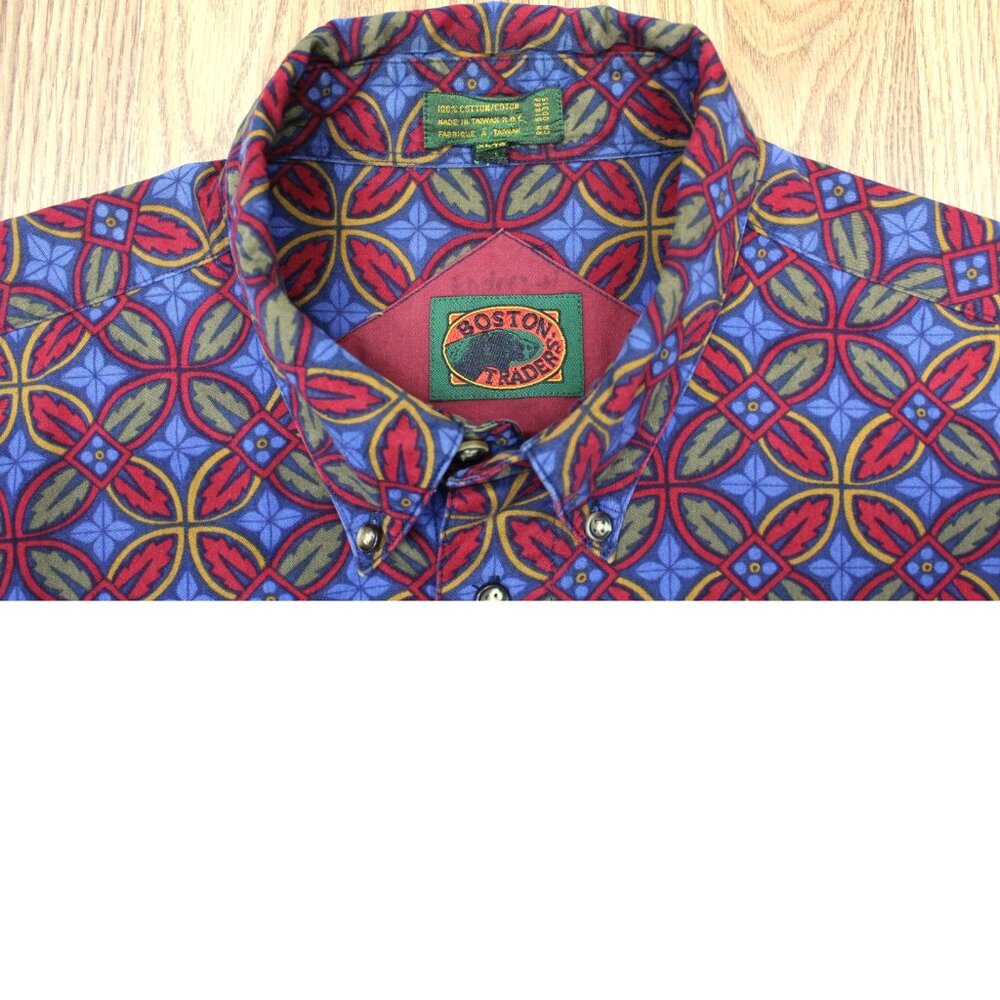 VTG BOSTON TRADERS REGULAR FIT 100% COTTON SHIRT FLORAL/LEAF PRINT X-LARGE, XL